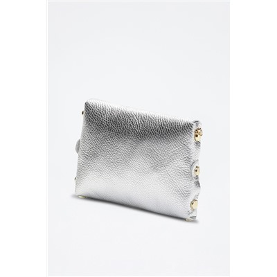 Bandolera de piel Briana Plateado