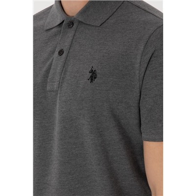 Erkek Slim Fit Polo Yaka Antrasit Melanj Basic Tişört