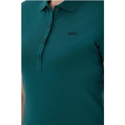 Kadın Koyu Yeşil Basic Polo Yaka Tişört