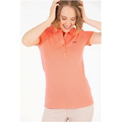 Kadın Somon Basic Polo Yaka Tişört