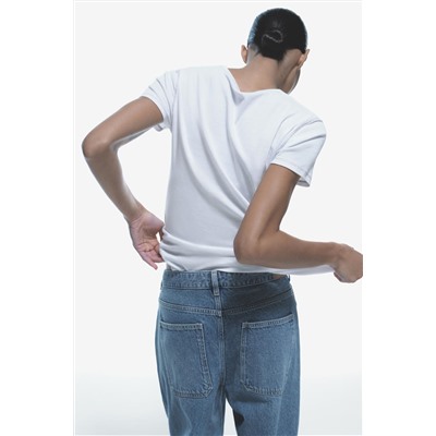 T-SHIRT WITH CONTRASTING RIBBED TRIMS