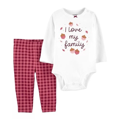 2-Piece I Love My Family Bodysuit Pant Set