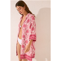 Vestido midi camisero estampado hojas