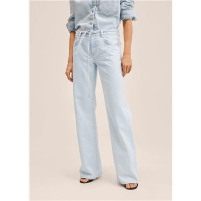 Vaqueros wideleg cinturón -  Mujer | MANGO OUTLET España