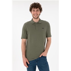 Erkek Regular Fit Polo Yaka Koyu Haki Basic Tişört