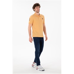 Erkek Slim Fit Polo Yaka Turuncu Basic Tişört