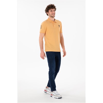 Erkek Slim Fit Polo Yaka Turuncu Basic Tişört