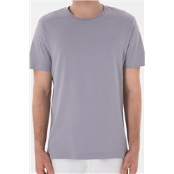 Erkek Regular Fit Bisiklet Yaka Gri Basic Tişört
