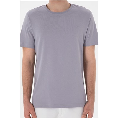 Erkek Regular Fit Bisiklet Yaka Gri Basic Tişört
