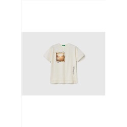 United Colors of BenettonErkek Çocuk Vanilya Fotoğraf Baskılı T-shirt