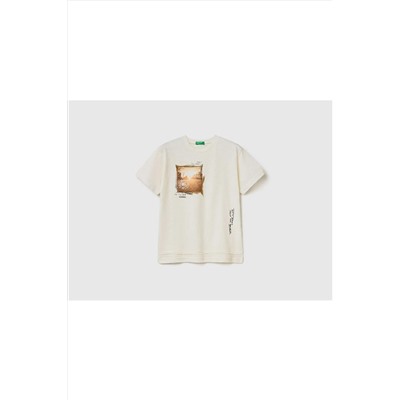 United Colors of BenettonErkek Çocuk Vanilya Fotoğraf Baskılı T-shirt