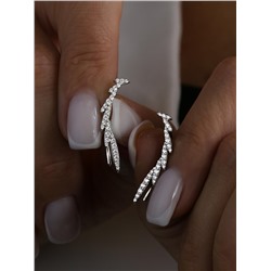 Серьги-каффы из серебра с фианитами родированные 925 пробы 12-1998р
