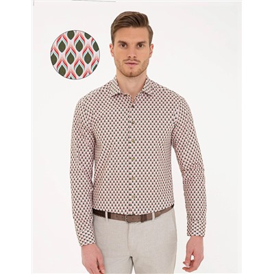 Yeşil Slim Fit Uzun Kollu Gömlek