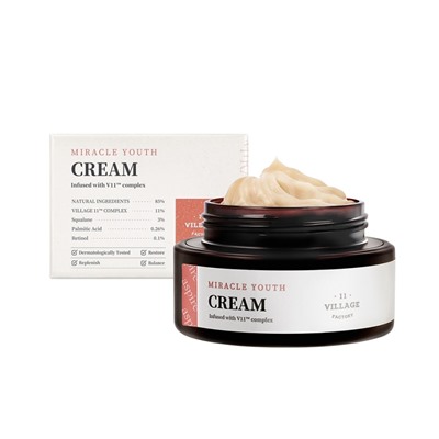 VILLAGE 11 FACTORY MIRACLE YOUTH CREAM  Антивозрастной крем для лица с ретинолом, пальмитиновой кислотой и скваленом 50мл