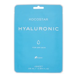 KOCOSTAR Vegan MASKS HYALURONIC Увлажняющая тканевая маска для лица с гиалуроновой кислотой 25мл