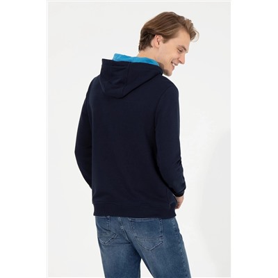 Erkek Lacivert Kapüşonlu Sweatshirt