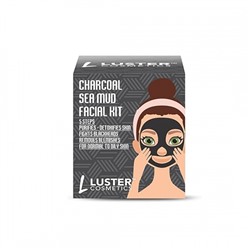 LUSTER Charcoal Sea Mud Facial Kit Набор: Пенка-скраб для умывания, Массажный гель для лица, Массажный крем для лица, Маска для лица, Сыворотка для лица 45г