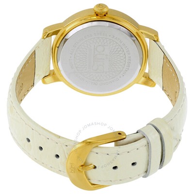 BURGIMother of Pearl Pattern Dial White Leather Ladies Watch BUR096YGW