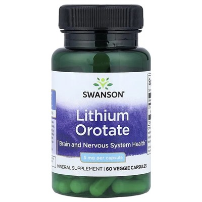 Swanson, Lithium Orotate, 5 mg, 60 Veggie Capsules