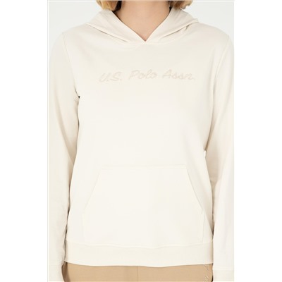 Kadın Krem Kapüşonlu Sweatshirt