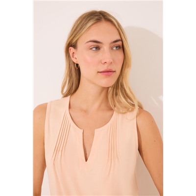 Pijama tirantes algodón pliegues naranja
