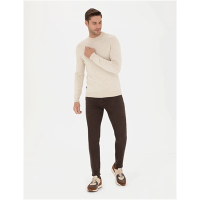 Krem Melanj Slim Fit Basic Kazak