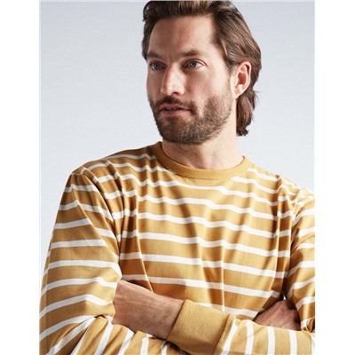 Striped Long Sleeve T-shirt, Men, Dark Yellow