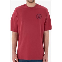 Erkek Oversize Fit Bisiklet Yaka Vişne Tişört
