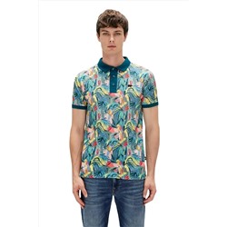 Bad Bear, Parrot Polo Yakali Desenli Erkek Tshirt - Mavi Yaprakli