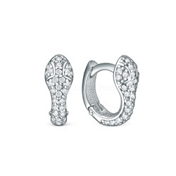 Серьги из серебра с фианитами родированные - Змейки 11-2218р
