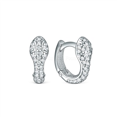 Серьги из серебра с фианитами родированные - Змейки 11-2218р