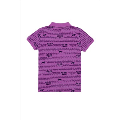 Erkek Çocuk Menekşe Polo Yaka Tişört
