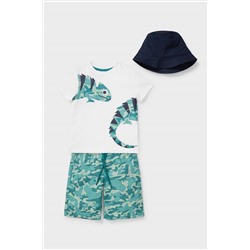 Set - Kurzarmshirt, Shorts und Hut