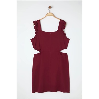 Bordo Cut Out Detaylı Askılı Dokuma Elbise TBBSS23AH00026