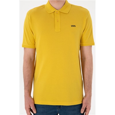 Erkek Regular Fit Polo Yaka Sarı Basic Tişört
