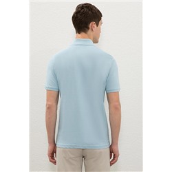Erkek Açık İndigo Basic Polo Yaka Tişört