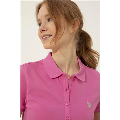 Kadın Pembe Basic Polo Yaka Tişört