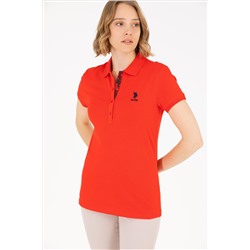 Kadın Kırmızı Basic Polo Yaka Tişört