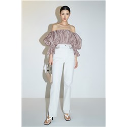 Vaquero boyfriend de tiro alto Blanco