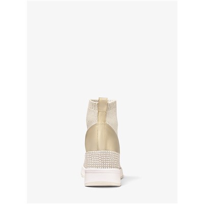 MICHAEL MICHAEL KORS Skyler Embellished Metallic Stretch Knit Sock Sneaker