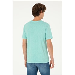 Erkek Regular Fit Bisiklet Yaka Mint Basic Tişört