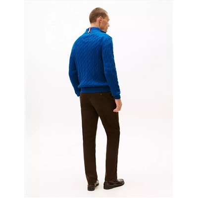 Cable Knit Mockneck Quarter-Zip Sweater