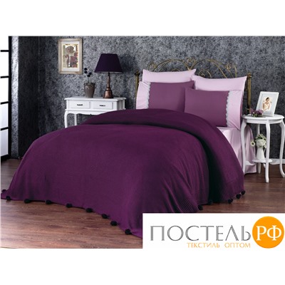 11308 КПБ DO&CO с Плед Вязаный 220х240 (50х70/4 шт) SUCCESS фиолетовый