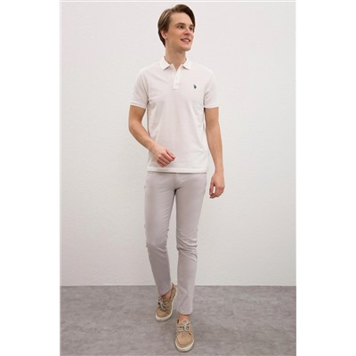 Erkek Ekru Basic Polo Yaka Tişört