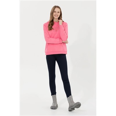Kadın Pembe Kapüşonlu Basic Sweatshirt