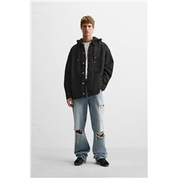 SOBRECAMISA DENIM CAPUCHA COMBINADA
