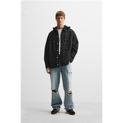 SOBRECAMISA DENIM CAPUCHA COMBINADA