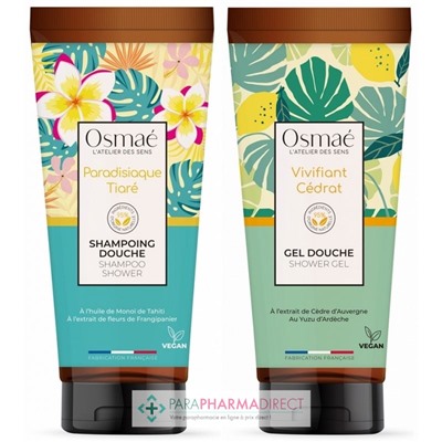 Osmaé DUO Gels Douche - Paradisiaque Tiaré 200ml + Vivifiant Cédrat 200mlLot  × 2