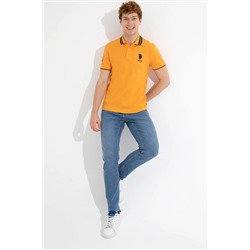 Erkek Koyu Sarı Polo Yaka Basic Tişört