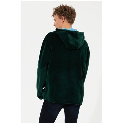 Erkek Yeşil Kapüşonlu Sweatshirt